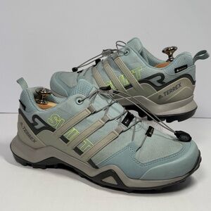 Adidas Terrex Swift R2 GTX Womens 8 Gore-Tex Trail Hiking Shoes Aqua Blue BC0398
